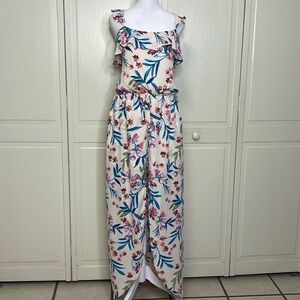 City Triangles Women's Sleeveless Floral Romper Dress Shorts High Low Size Large